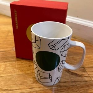 Brand new, black and white geometric Starbucks mug with gift box